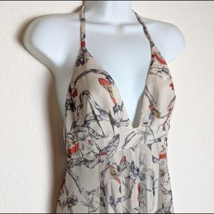 TED BAKER • Fairy/floral Whimsical Print Halter Pleated Maxi Dress Ted size 1